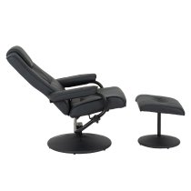 Albany Faux Leather Recliner Chair And Foot Stool In Black