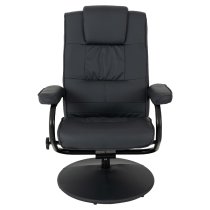 Albany Faux Leather Recliner Chair And Foot Stool In Black