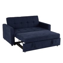 Annecy Fabric Sofa Bed With Black Legs In Navy Blue