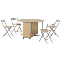 Baraboo Wooden Butterfly Extending Dining Table With 4 Chairs