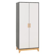 Arthur Wooden Wardrobe With 2 Doors In White And Grey