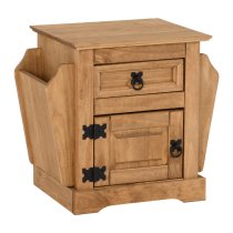 Central Wooden Bedside Cabinet With Magazine Rack In Oak