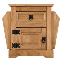 Central Wooden Bedside Cabinet With Magazine Rack In Oak