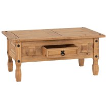 Central Wooden Coffee Table With 1 Drawer In Oak