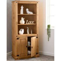 Central Wooden Bookcase With 2 Doors In Oak