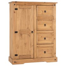 Central Wooden Wardrobe With 1 Door 4 Drawers In Oak