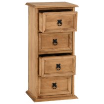 Central Wooden Chest Of 4 Drawers Narrow In Oak