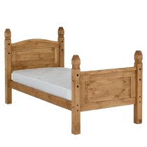 Central Wooden High Foot Single Bed In Oak