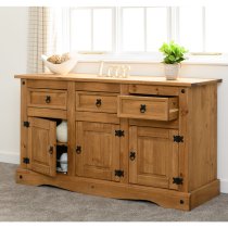 Central Wooden Sideboard With 3 Doors 3 Drawers In Oak