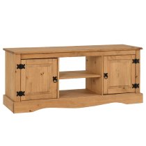 Central Wooden TV Stand With 2 Doors 1 Shelf In Oak