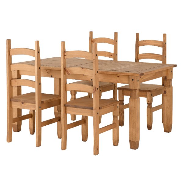 Central Wooden Extending Dining Table With 4 Oak Chairs