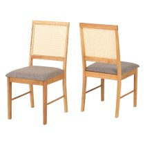 Earville Oak And Grey Wooden Dining Chairs In Pair