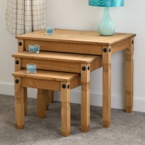 Central Wooden Nest Of 3 Tables In Oak