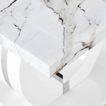 Halo High Gloss Lamp Table In White And Milo Marble Effect