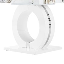 Halo High Gloss Lamp Table In White And Milo Marble Effect