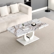 Halo High Gloss Coffee Table In White And Milo Marble Effect