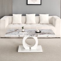 Halo High Gloss Coffee Table In White And Milo Marble Effect