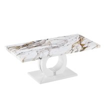 Halo High Gloss Coffee Table In White And Milo Marble Effect