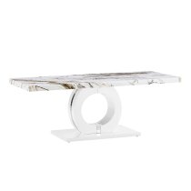 Halo High Gloss Coffee Table In White And Milo Marble Effect