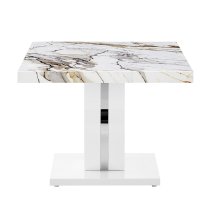 Halo High Gloss Coffee Table In White And Milo Marble Effect