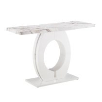 Halo High Gloss Console Table In White And Milo Marble Effect