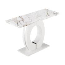 Halo High Gloss Console Table In White And Milo Marble Effect