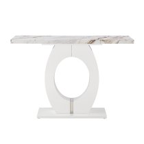 Halo High Gloss Console Table In White And Milo Marble Effect