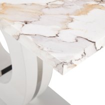 Halo High Gloss Console Table In White And Milo Marble Effect