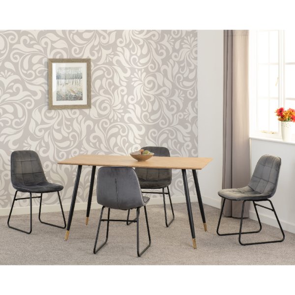 Hanover Oak Wooden Dining Table With 4 Lyster Grey Chairs