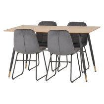 Hanover Oak Wooden Dining Table With 4 Lyster Grey Chairs