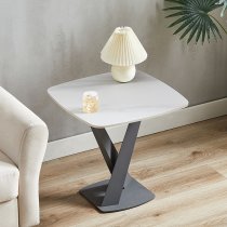 Amaari Sintered Stone Lamp Table With Anthracite Base