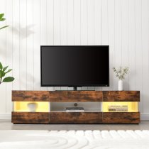 Kirsten Wooden TV Stand In Rustic Oak With LED Lighting