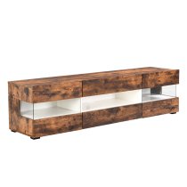 Kirsten Wooden TV Stand In Rustic Oak With LED Lighting