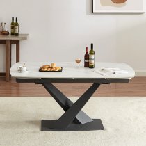 Amaari Sintered Stone Extending Dining Table With 6 Grey Chairs