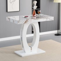 Halo Milo Marble Effect Bar Table With 4 Ripple Black Stools