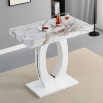 Halo Milo Marble Effect Bar Table With 4 Ripple Black Stools