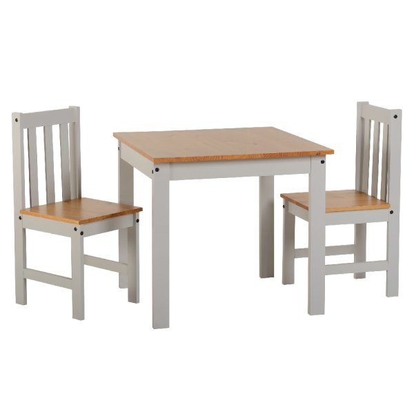 Ladkro Wooden Dining Table With 2 Chairs In Grey And Oak