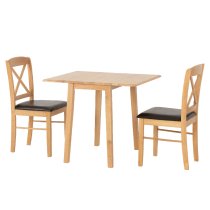 Muirkirk Wooden Drop Leaf Dining Table With 2 Chairs In Oak