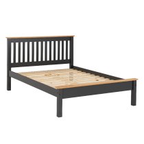 Merlin Wooden Low Foot Small Double Bed In Dark Grey And Oak