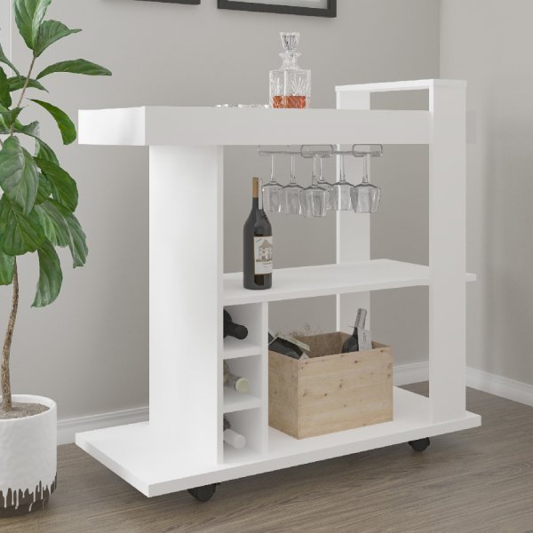 Nuneaton Wooden Drinks Serving Trolley In White