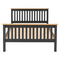 Merlin Wooden High Foot King Size Bed In Dark Grey And Oak