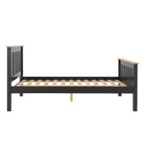 Merlin Wooden High Foot King Size Bed In Dark Grey And Oak