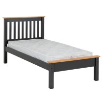 Merlin Wooden Low Foot Single Bed In Dark Grey And Oak