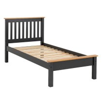 Merlin Wooden Low Foot Single Bed In Dark Grey And Oak