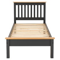 Merlin Wooden Low Foot Single Bed In Dark Grey And Oak