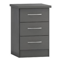 Mack Wooden Bedside Cabinet With 3 Drawers In Grey