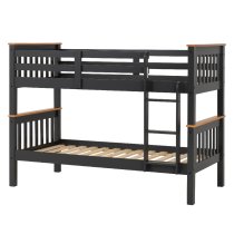 Nevada Wooden Children Bunk Bed With Ladder In Dark Grey And Oak