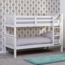 Nevada Wooden Children Bunk Bed With Ladder In White