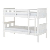 Nevada Wooden Children Bunk Bed With Ladder In White