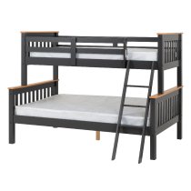 Nevada Wooden Triple Sleeper Bunk Bed In Dark Grey And Oak